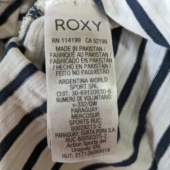 ROXY T-Shirt Dress, Softest Cotton! 🥰 Striped Blue and White, Size XS - Picture 4 of 6
